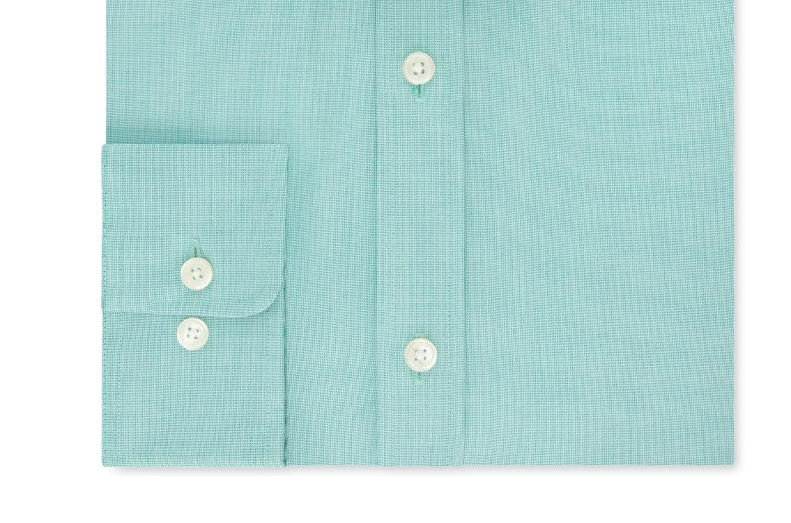 Tommy Hilfiger Men's Turquoise Collared Classic Fit Cotton Dress Shirt Green Size 16X34-35