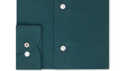 Tommy Hilfiger Men's Athletic Fit Flex Collar Dress Shirt Green Size 17.5x36-37