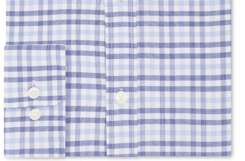 Tommy Hilfiger Men's Fitted Performance Stretch Dress Shirt Blue Size 17.5X36X37