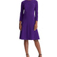 Ralph Lauren Women's Jewel Neck Above The Knee Fit + Flare Party Dress Purple Size 4