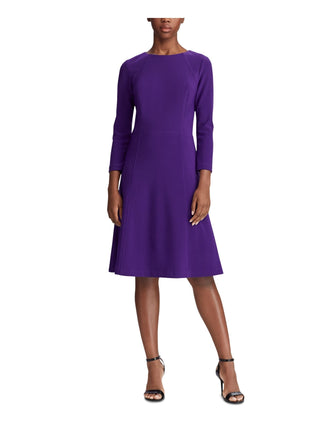 Ralph Lauren Women's Jewel Neck Above The Knee Fit + Flare Party Dress Purple Size 4