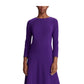 Ralph Lauren Women's Jewel Neck Above The Knee Fit + Flare Party Dress Purple Size 4