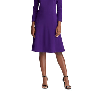 Ralph Lauren Women's Jewel Neck Above The Knee Fit + Flare Party Dress Purple Size 4