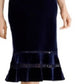 Ralph Lauren Women's Fluted Lace Inset Velvet Dress Navy Size 16