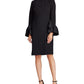 Ralph Lauren Women's Black Belted Bell Sleeve Jewel Neck Above The Knee Dress Black Size 6
