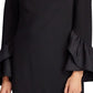Ralph Lauren Women's Black Belted Bell Sleeve Jewel Neck Above The Knee Dress Black Size 6