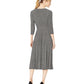 Ralph Lauren Women's Black Tie Herringbone 3/4 Sleeve V Neck MIDI Faux Wrap Party Dress Black Size 6