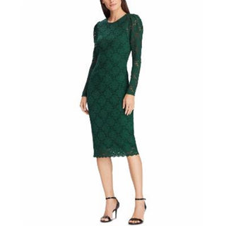 Ralph Lauren Women's Scalloped Lace Dress Green Size 12