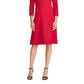 Ralph Lauren Women's Zippered 3/4 Sleeve V Neck Above The Knee Fit + Flare Party Dress  Red Size 8