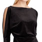 Ralph Lauren Women's Glitter Long Sleeve Jewel Neck Knee Length Sheath Evening Dress Black Size 12