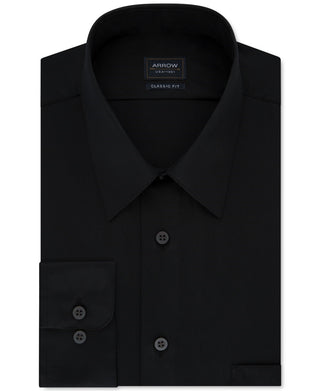 Arrow Men's Regular Fit Sateen Button-Down Shirt Black 15.5x32-33