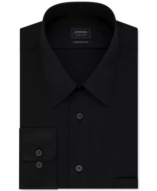 Arrow Men's Regular Fit Sateen Button-Down Shirt Black Size 15x32-33