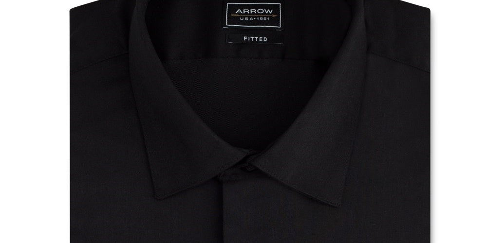 Arrow Men's Fitted Long Sleeves Dress Shirt Black Size 15.5X32X33