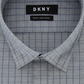 DKNY Men's Windowpane Plaid Collared Slim Fit Moisture Wicking Dress Shirt Gray  Size 15X34-35