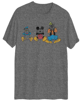 Hybrid Men's Group Mickey Short Sleeve Graphic T-shirt Gray Size Large