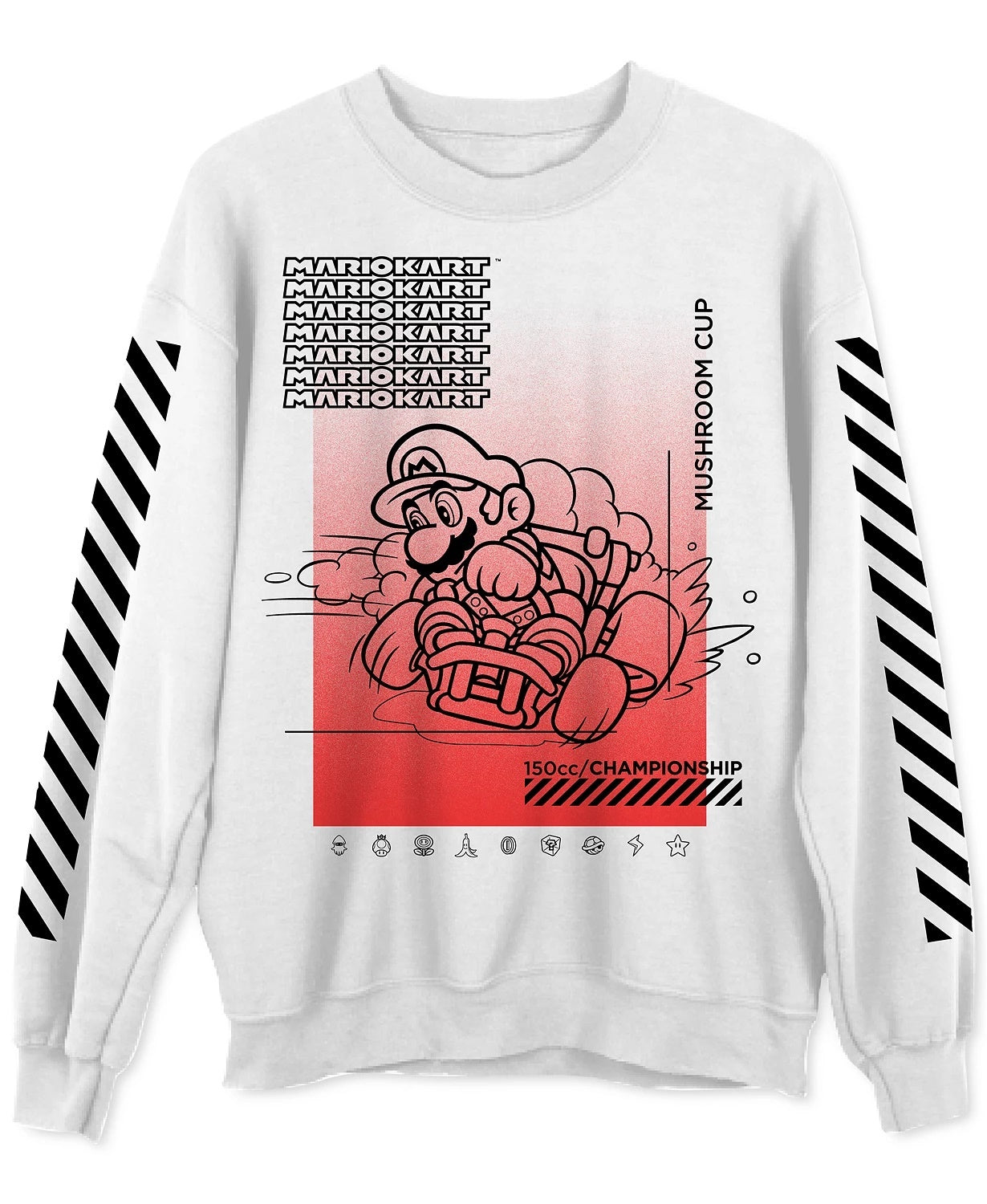 Hybrid Men's Mario Mushroom Champ Graphic Sweatshirt White Size XX-Large