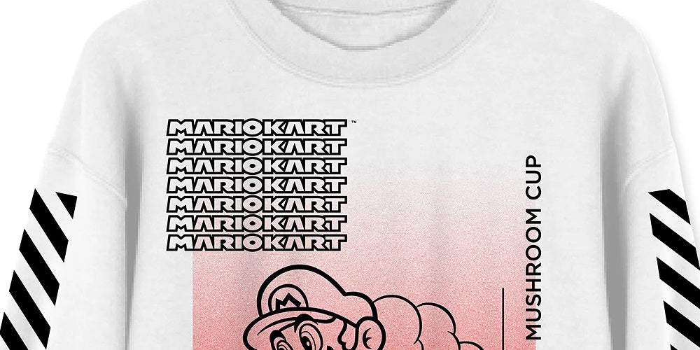 Hybrid Men's Mario Mushroom Champ Graphic Sweatshirt White Size XX-Large