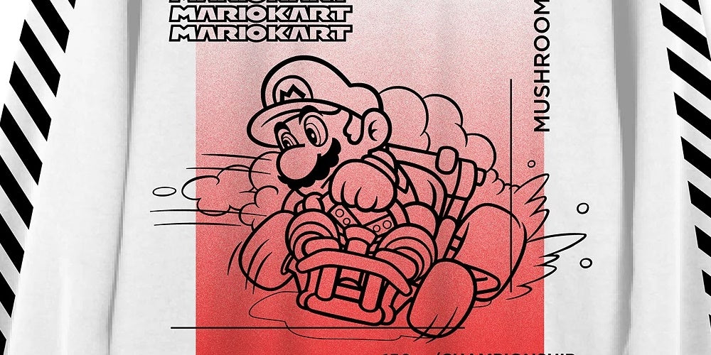 Hybrid Men's Mario Mushroom Champ Graphic Sweatshirt White Size XX-Large