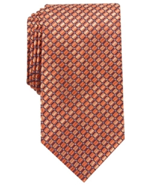 Perry Ellis Men's Nascarella Grid Tie Orange Size Regular