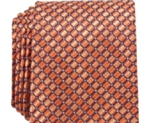 Perry Ellis Men's Nascarella Grid Tie Orange Size Regular