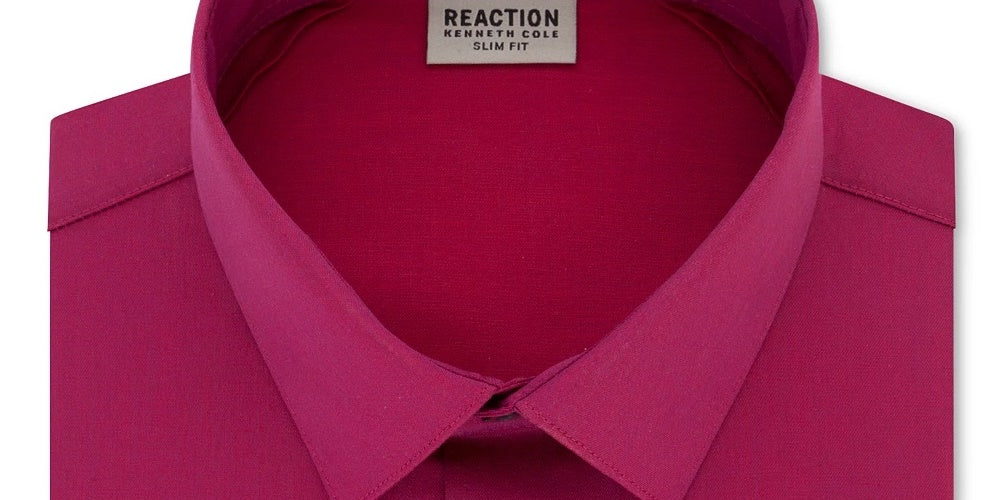 Kenneth Cole Reaction Men's Slim Fit Office Button Down Shirt Pink Size 15X34X35