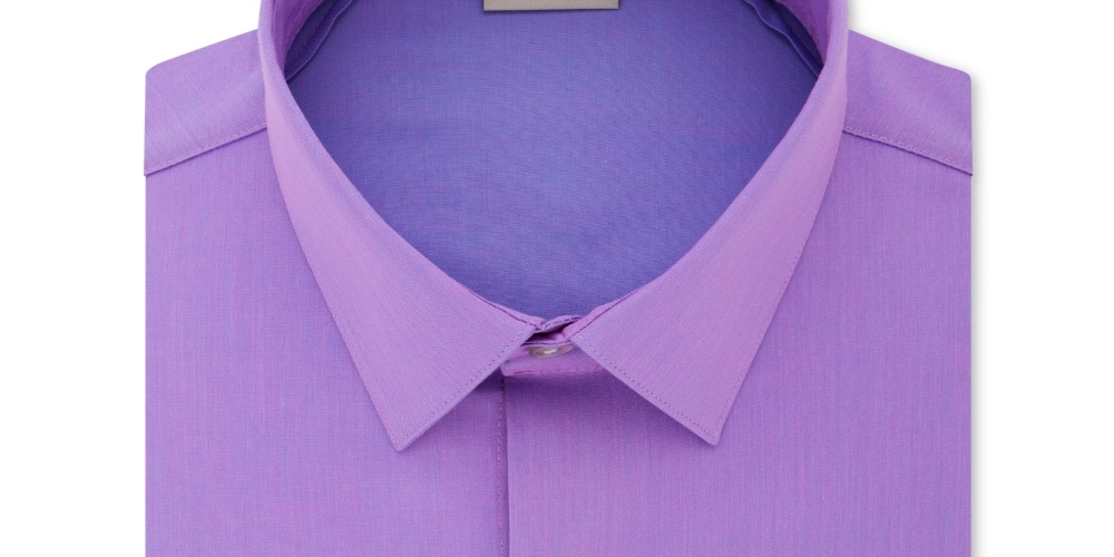 Kenneth Cole Reaction Men's Collared Slim Fit Stretch Dress Shirt Purple Size 17X32-33