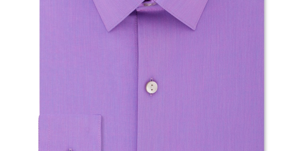 Kenneth Cole Reaction Men's Collared Slim Fit Stretch Dress Shirt Purple Size 17X32-33