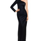 Xscape Women's One-Shoulder Satin Gown Black Size 12