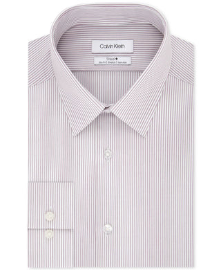 Calvin Klein Men's Steel Slim-Fit Non-Iron Performance Stretch Striped Dress Shirt Red Size 34-35