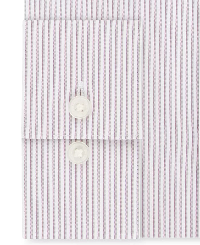 Calvin Klein Men's Steel Slim-Fit Non-Iron Performance Stretch Striped Dress Shirt Red Size 34-35