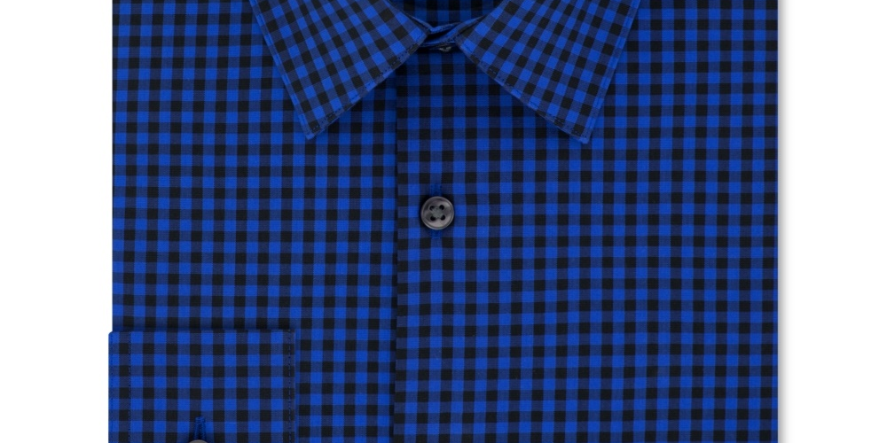 Calvin Klein Men's Extra Slim-Fit Performance Stretch Temperature Regulating Check Dress Shirt Blue Size 34x35