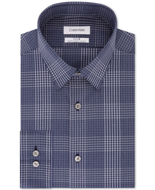 Calvin Klein Men's Steel Slim Fit Stretch Dress Shirt Blue Size 17.5X32X33