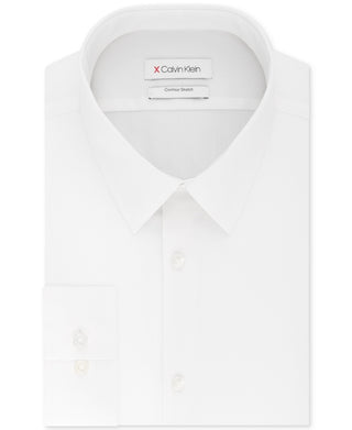 Calvin Klein Men's Extra Slim Fit Contour Stretch Wrinkle Free Solid Dress Shirt White Size 15.5X32-33