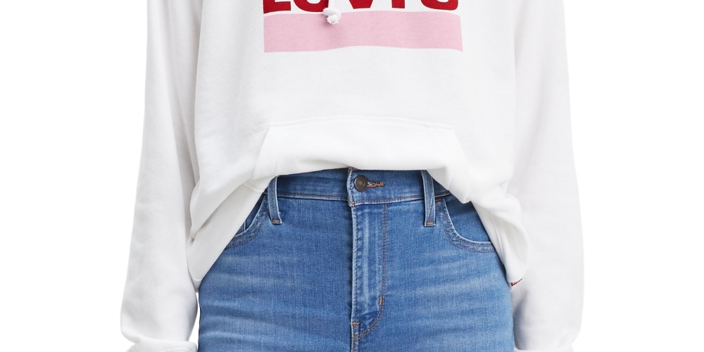 Levi's Women's Graphic Sport Hoodie White Size Small