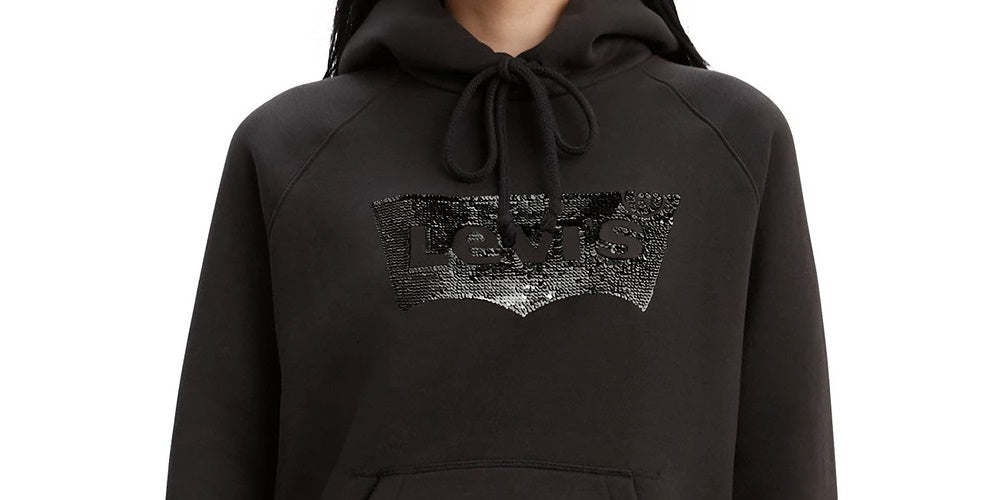 Levi's Women's Sequin Graphic Sport Hoodie Black Size Medium