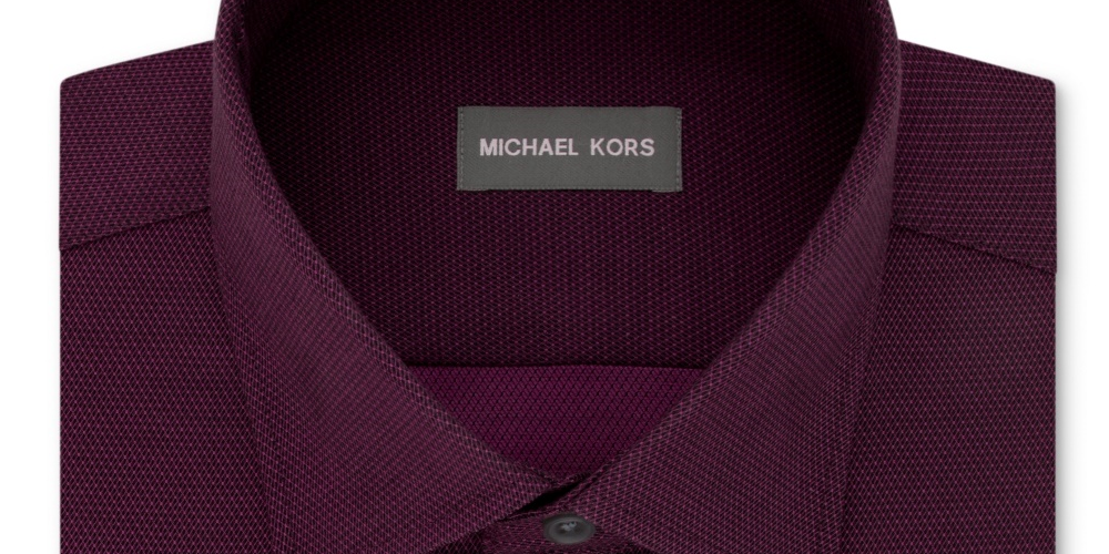 Michael Kors Men's Fit Airsoft Stretch Non Iron Performance Solid Dress Shirt Red Size -17x32-33