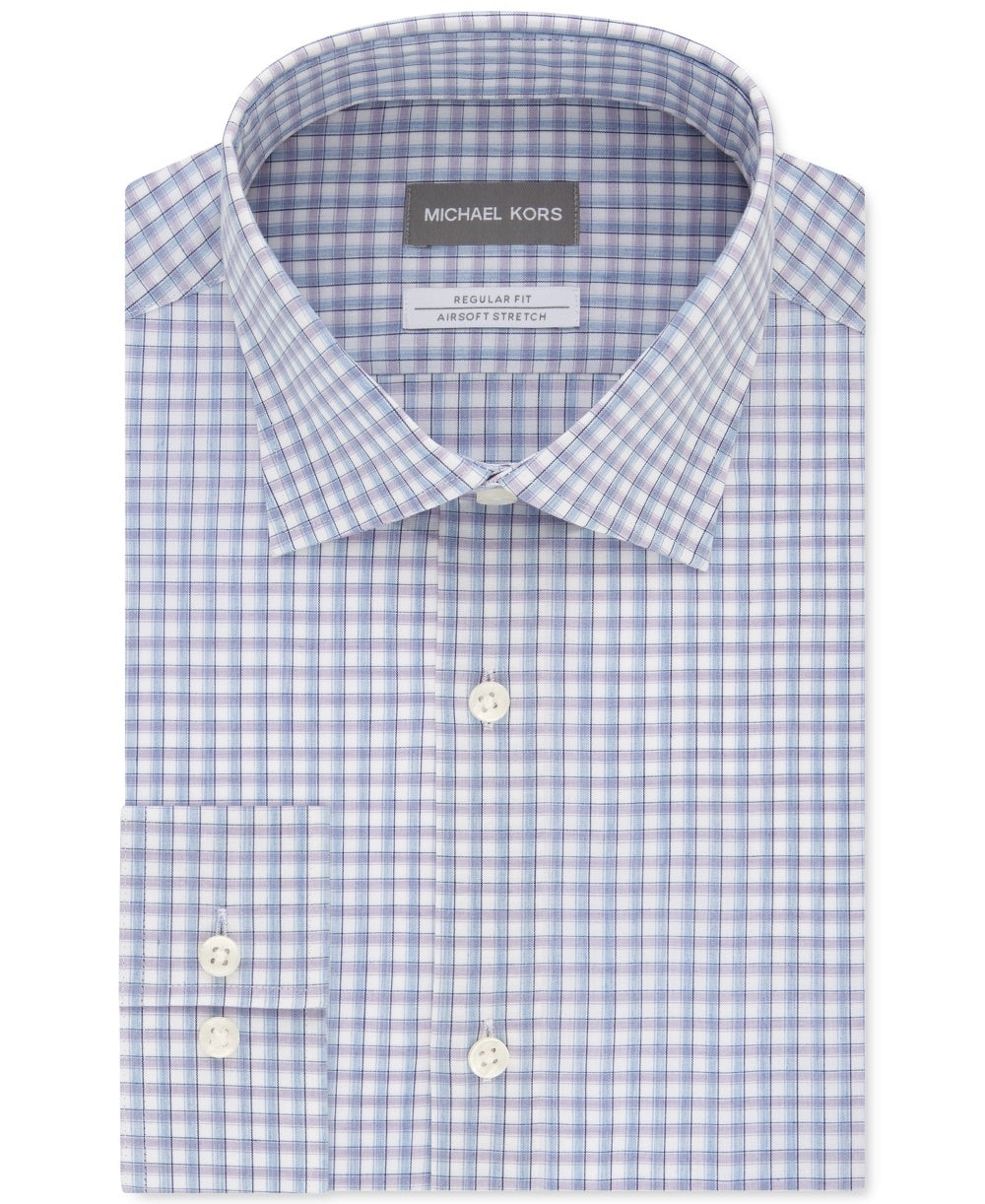 Michael Kors Men's Classic Regular Fit Non Iron Dress Shirt Purple Size 17.5X34X35