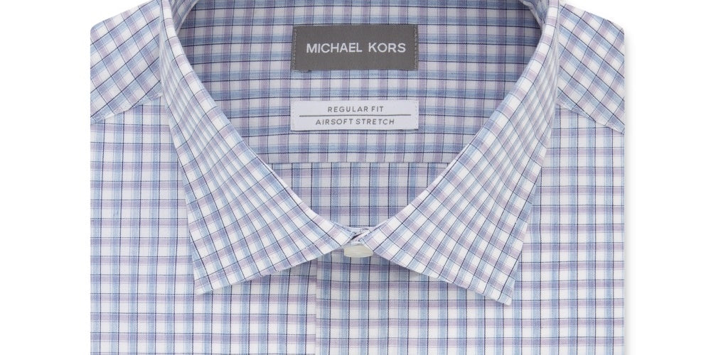 Michael Kors Men's Classic Regular Fit Non Iron Dress Shirt Purple Size 17.5X34X35