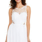 City Studios Junior's Embellished Illusion Tulip Gown  White Size 15