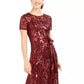 R & M Richards Women's Petite Embellished Illusion Gown Wine Size 14P