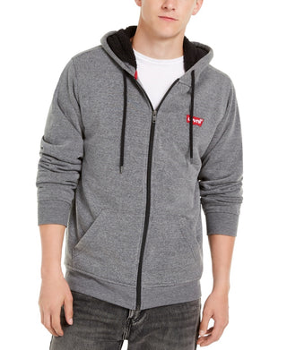 Levi's Men's Fleece Lined Zip Front Hoodie Grey Size Small