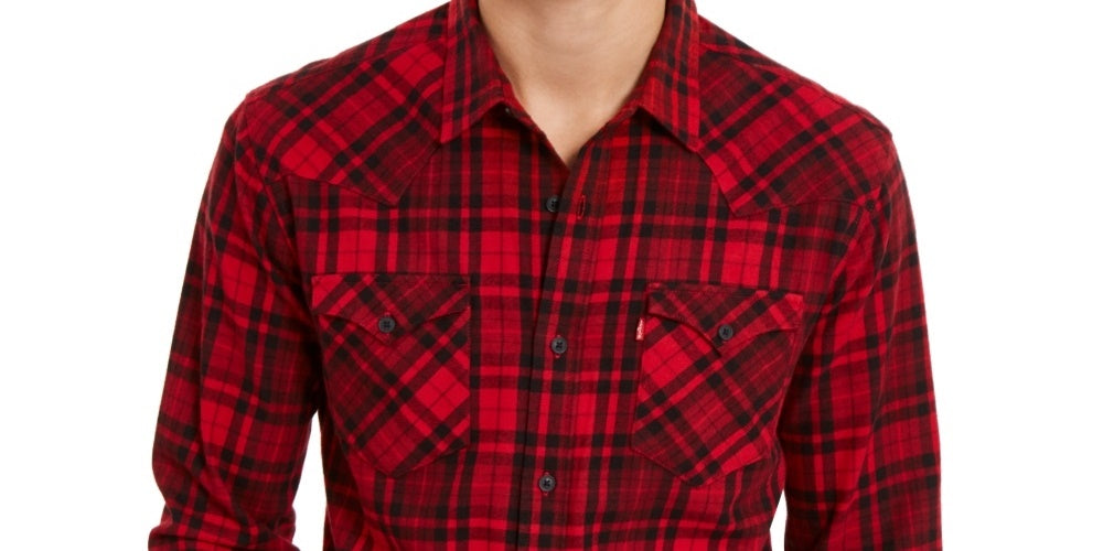 Levi's Men's Plaid Flannel Shirt Red  Size Medium