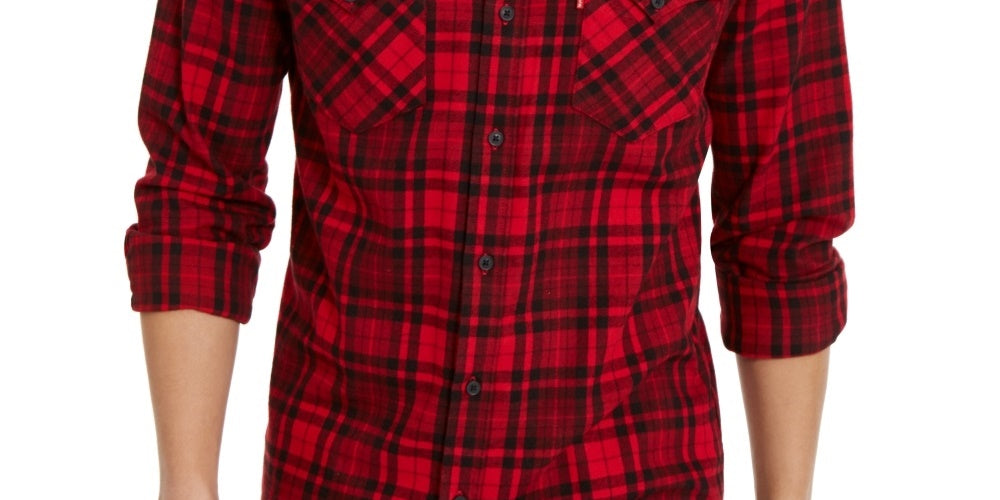 Levi's Men's Plaid Flannel Shirt Red  Size Medium
