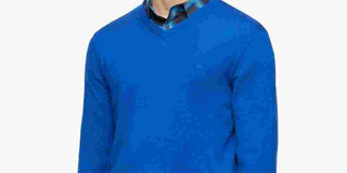 Calvin Klein Men's Merino Wool V Neck Sweater Blue Size X-Large