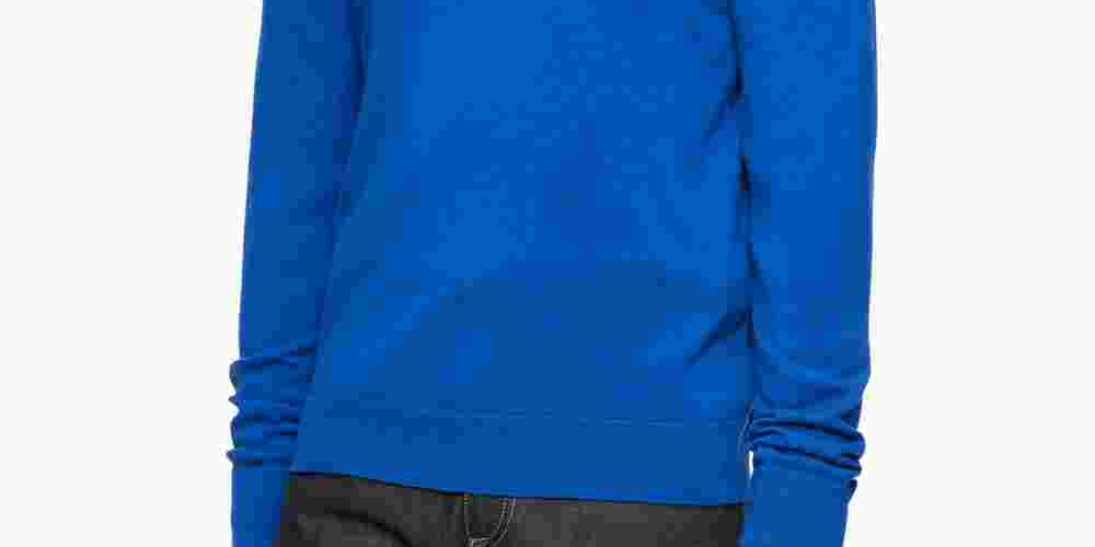 Calvin Klein Men's Merino Wool V Neck Sweater Blue Size X-Large