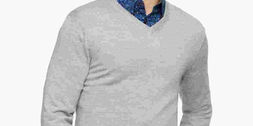 Calvin Klein Men's Merino Wool V-Neck Sweater Gray Size XX-Large