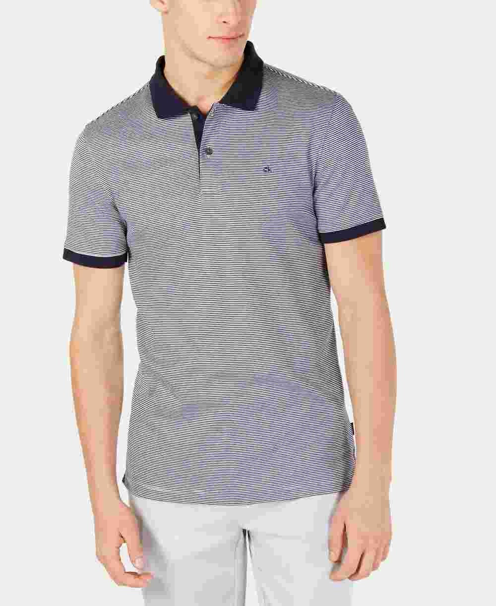 Calvin Klein Men's Button Liquid Cotton Interlock Polo Combo Blue Size Small