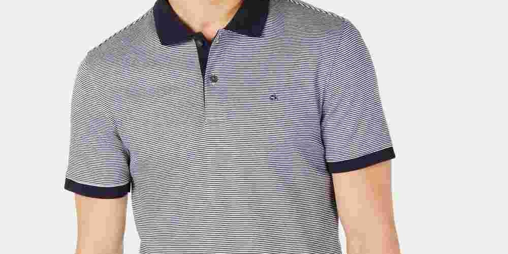 Calvin Klein Men's Button Liquid Cotton Interlock Polo Combo Blue Size Small