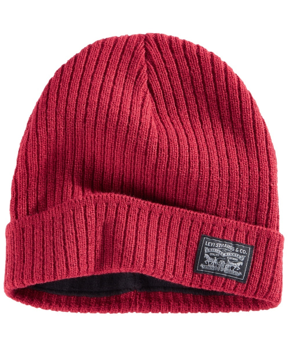 Levi's Men's 2X2 Knit Cuff Beanie Red Size Regular