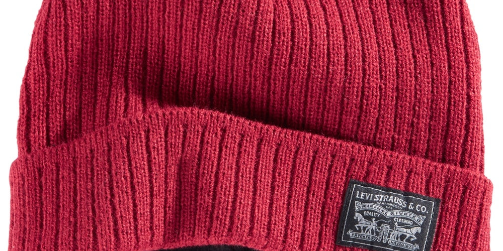 Levi's Men's 2X2 Knit Cuff Beanie Red Size Regular